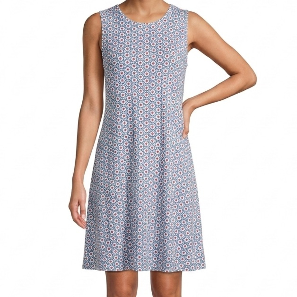 Style & Co. Sleeveless Blue and Red Midi Dress